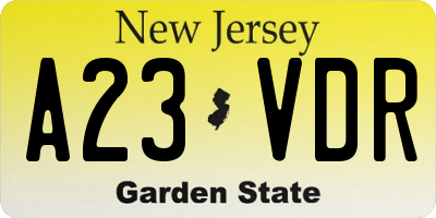 NJ license plate A23VDR