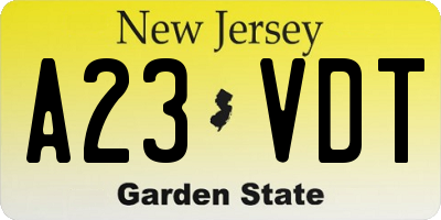 NJ license plate A23VDT