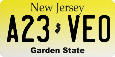 NJ license plate A23VEO