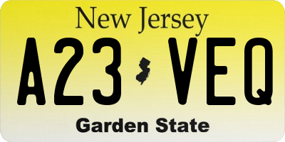 NJ license plate A23VEQ
