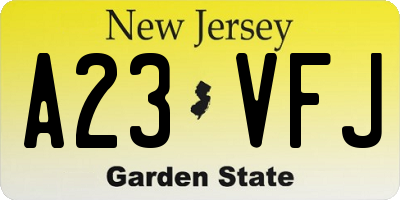 NJ license plate A23VFJ