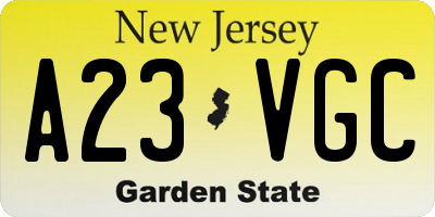 NJ license plate A23VGC