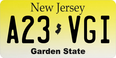 NJ license plate A23VGI