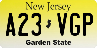 NJ license plate A23VGP