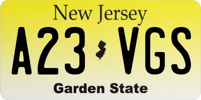 NJ license plate A23VGS