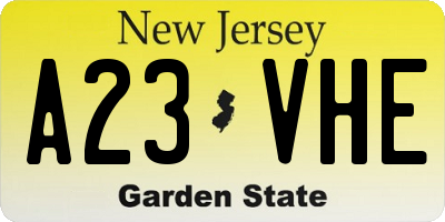 NJ license plate A23VHE