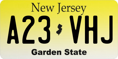 NJ license plate A23VHJ