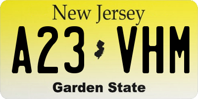 NJ license plate A23VHM