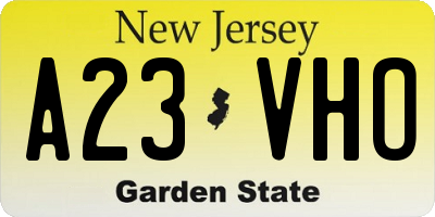 NJ license plate A23VHO