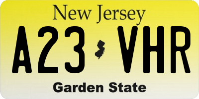 NJ license plate A23VHR