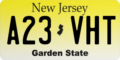 NJ license plate A23VHT