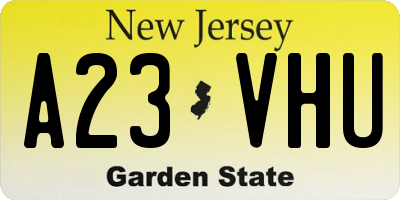 NJ license plate A23VHU