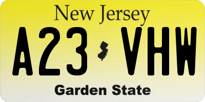 NJ license plate A23VHW