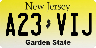 NJ license plate A23VIJ