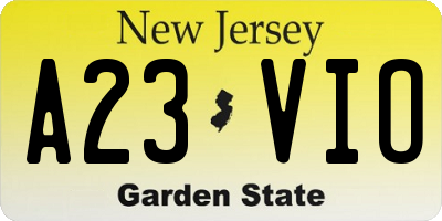 NJ license plate A23VIO