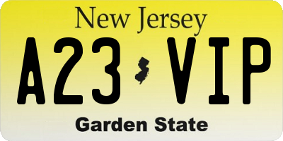 NJ license plate A23VIP