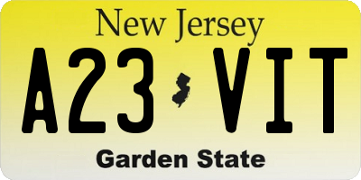 NJ license plate A23VIT