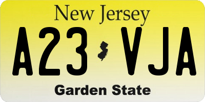 NJ license plate A23VJA