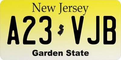 NJ license plate A23VJB