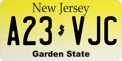 NJ license plate A23VJC