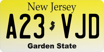 NJ license plate A23VJD