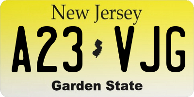 NJ license plate A23VJG