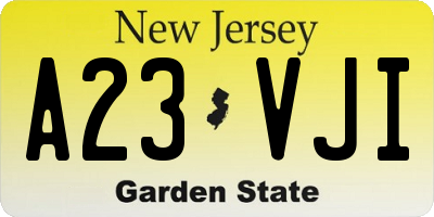 NJ license plate A23VJI