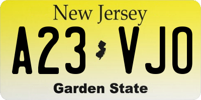 NJ license plate A23VJO