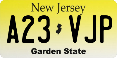 NJ license plate A23VJP