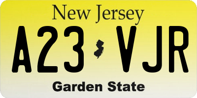NJ license plate A23VJR
