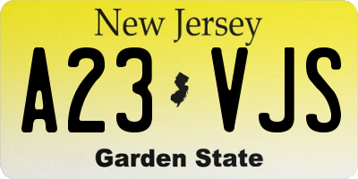 NJ license plate A23VJS