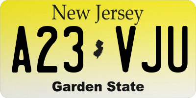 NJ license plate A23VJU
