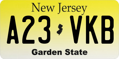 NJ license plate A23VKB