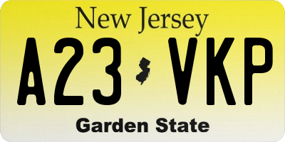 NJ license plate A23VKP