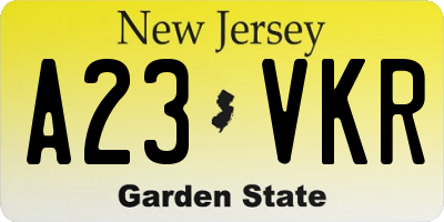 NJ license plate A23VKR