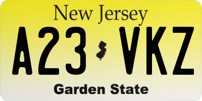 NJ license plate A23VKZ