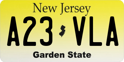 NJ license plate A23VLA