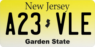 NJ license plate A23VLE