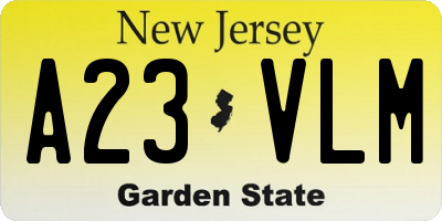 NJ license plate A23VLM