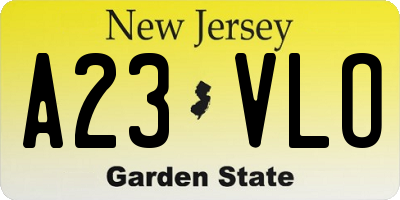 NJ license plate A23VLO