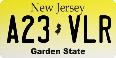 NJ license plate A23VLR