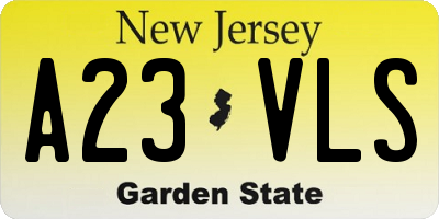 NJ license plate A23VLS