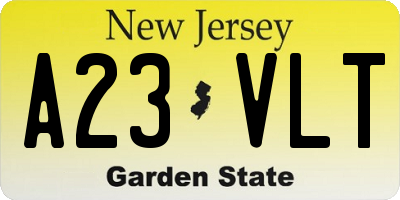 NJ license plate A23VLT