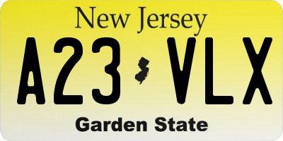 NJ license plate A23VLX