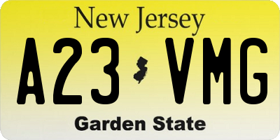 NJ license plate A23VMG