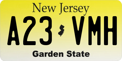 NJ license plate A23VMH