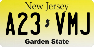 NJ license plate A23VMJ