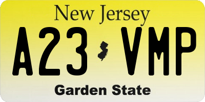 NJ license plate A23VMP