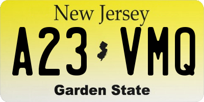 NJ license plate A23VMQ