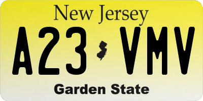 NJ license plate A23VMV